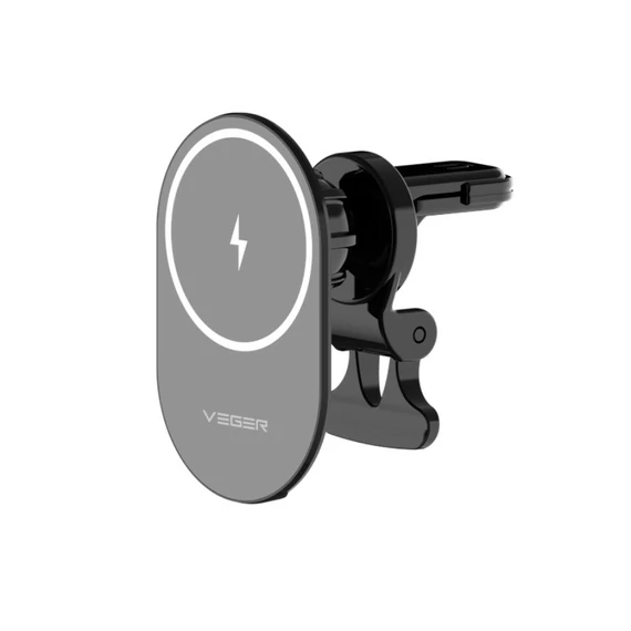 Veger Y38 15W Wireless Töltős Szellőzőrácsra Rögzíthető Autós Telefontartó Fekete
