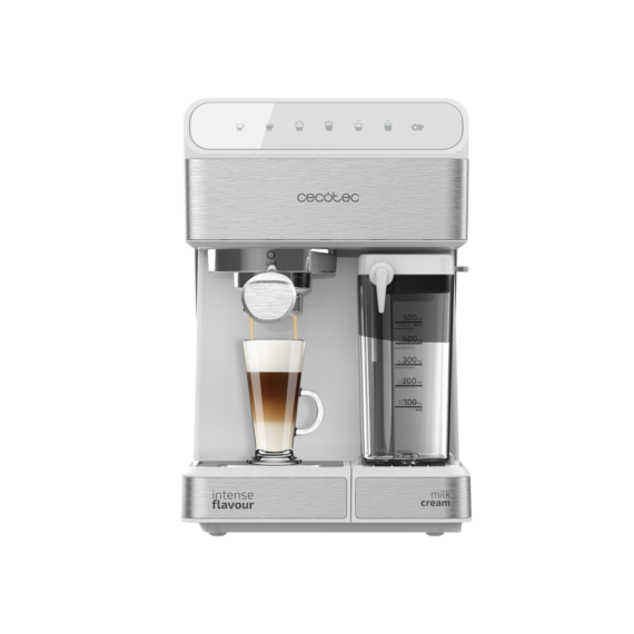 Cecotec Power Instant-ccino-20 1557 félautomata kávéfőző, 1350 W, 20 bar, 1,4 literes , 400 ml tejtartály, érintésvezérlés, dupla kimenet, fehér