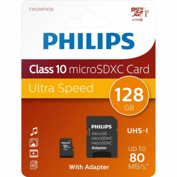 Philips Micro SDHC Memóriakártya 128GB Class 10 UHS-I U1 Adapter PH666998