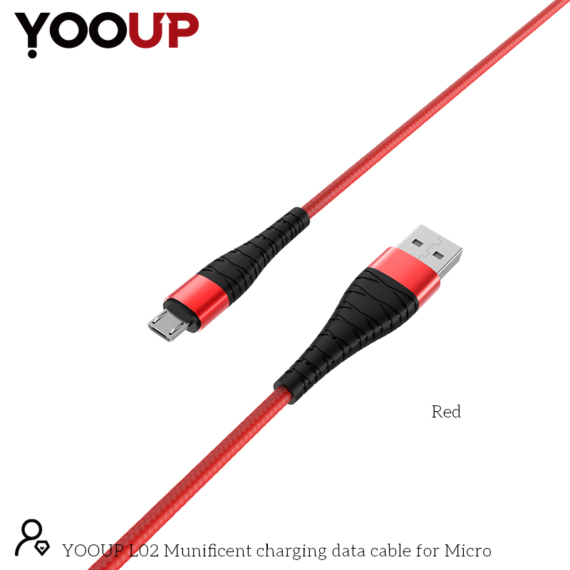 YOOUP L02 Munificent töltő adatkábel Micro-USB (piros)