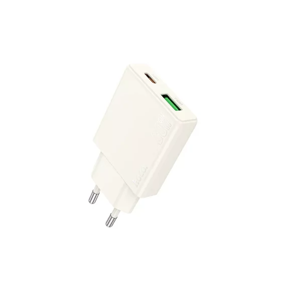 Hoco N45 Biscuit Dupla Hálózati Töltő PD30w+qc3.0 (USB - Type-C) Fehér